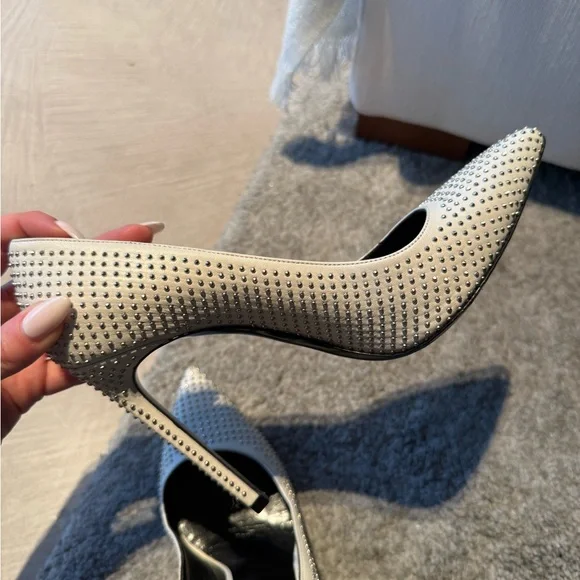 Saint Laurent White Studded Heels - Picture 9 of 10